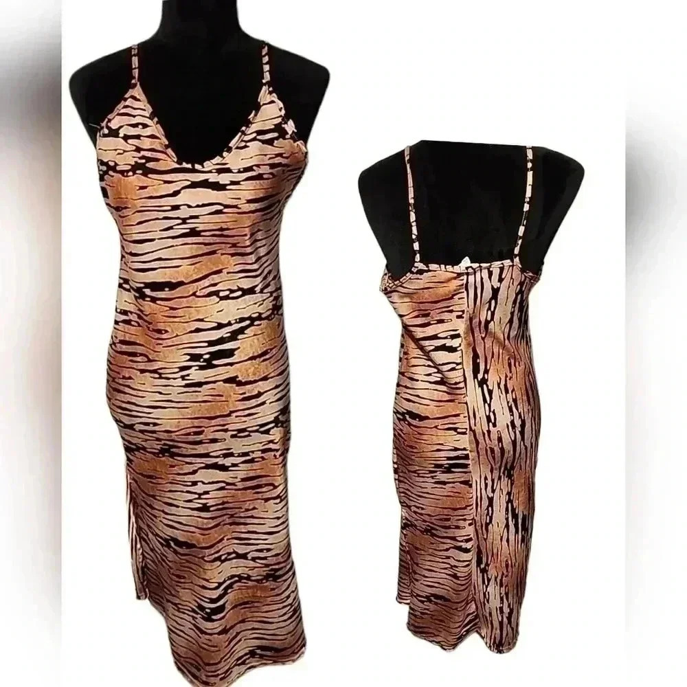 Animal Print Satin Slip Dress. Size small - Picture 2 of 8